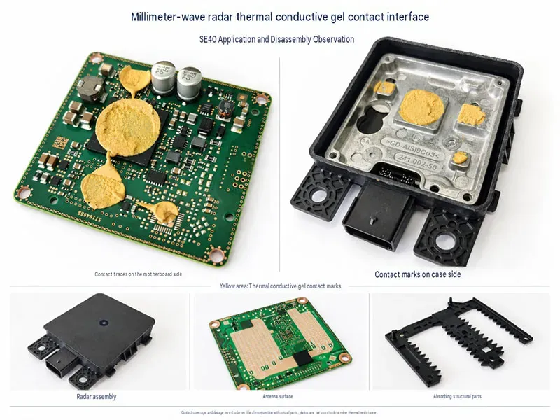 Actual interface between a millimeter-wave radar mainboard and housing